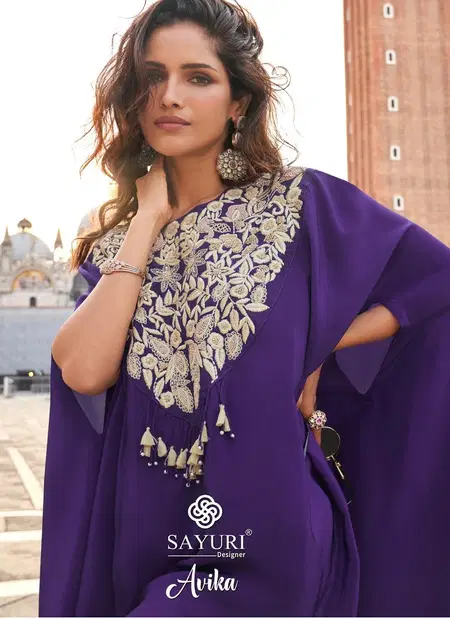 Avika By Sayuri French Crepe Silk Kurti With Bottom Wholesale Suppliers In Surat